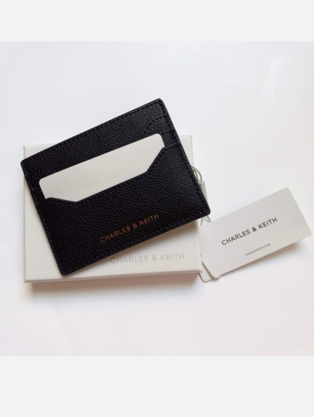 Charles & Keith Carli Card Holder Multislot Black Faux Leather Sustainable